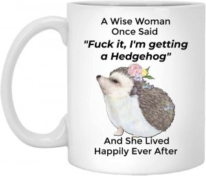 Funny hedgehog mug with a quote